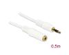 Delock Stereo Extension Cable 3.5mm 3pin M/F 0.5m White (83763)