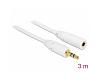 Delock Stereo Extension Cable 3.5mm 3pin M/F 3m White (83769)