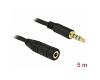Delock Stereo Extension Cable 3.5mm 4pin 5m Black (84669)