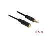 Delock Stereo Extension Cable 3.5mm 4pin 0.5m Black (84716)