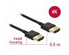 Delock Slim Cable HDMI w/Ethernet 3D 4K 0.5m (84786)