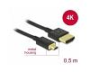 Delock Slim Cable HDMI > Micro HDMI M/M 3D 4K 0.5m (84788)