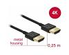 Delock Slim Cable HDMI w/Ethernet 3D 4K 0.25m (85117)