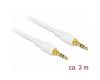 Delock Stereo Cable 3.5mm 3pin M/M 3m White (85552)