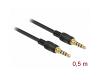 Delock Stereo Cable 3.5mm 4pin 0.5m Black (85592)