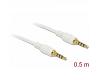 Delock Stereo Cable 3.5mm 4pin 0.5m White (85594)