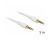 Delock Stereo Cable 3.5mm 4pin 3m White (85603)