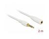 Delock Stereo Extension Cable 3.5mm 4pin 2m White (85632)
