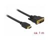 Delock HDMI > DVI-D 24+1 Bi-Directional Cable 1m (85652)