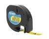 Dymo LetraTag Plastic Tape 12mm x 4m Yellow (91202)